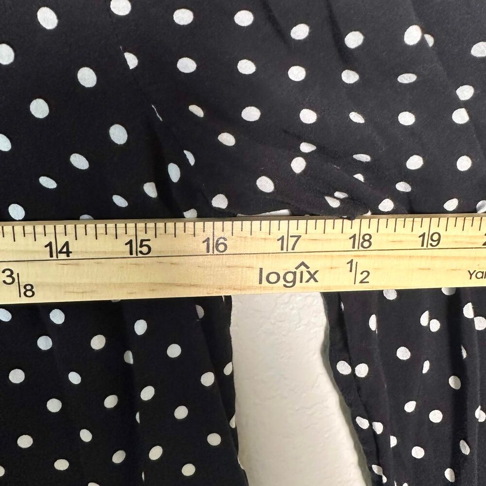 Talbots Polka Dot V-Neck Blouse Medium Black White Crochet Lace Trim 3/4 Sleeve - Picture 5 of 6